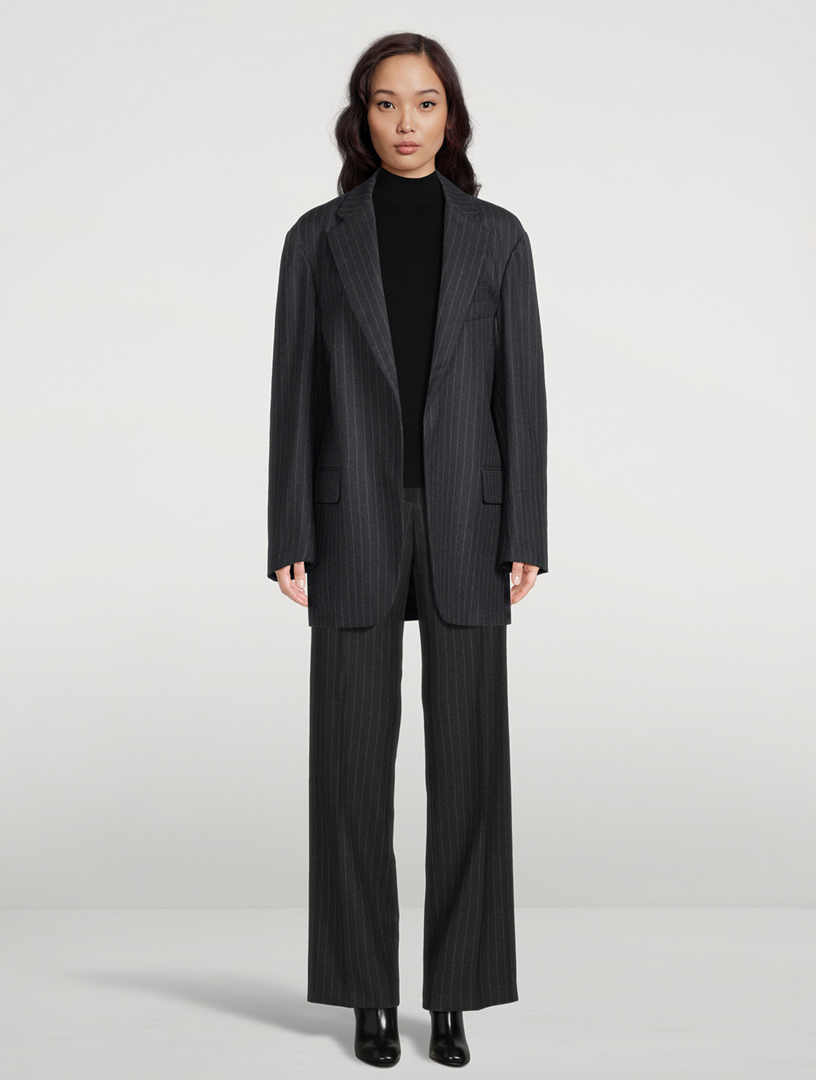 DRIES VAN NOTEN Blurs Oversized Wool Blazer In Pinstripe Print