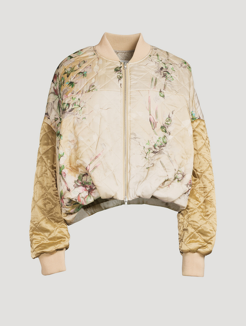 DRIES VAN NOTEN Veston Satin Bomber Jacket In Floral Print | Holt Renfrew