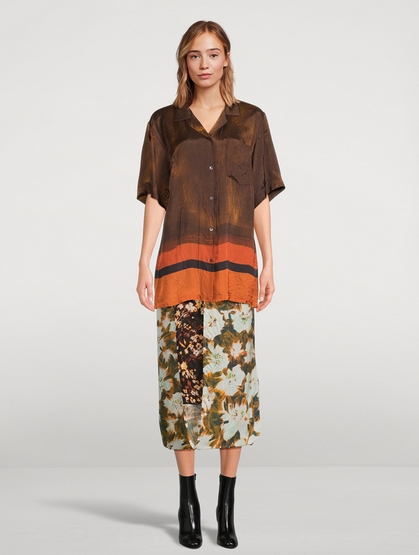 Spa Silk-Blend Midi Skirt