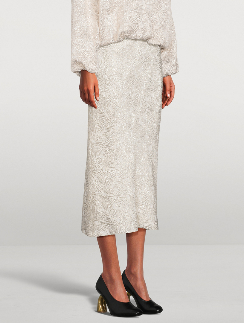 Separ Silk-Blend Floral Midi Skirt