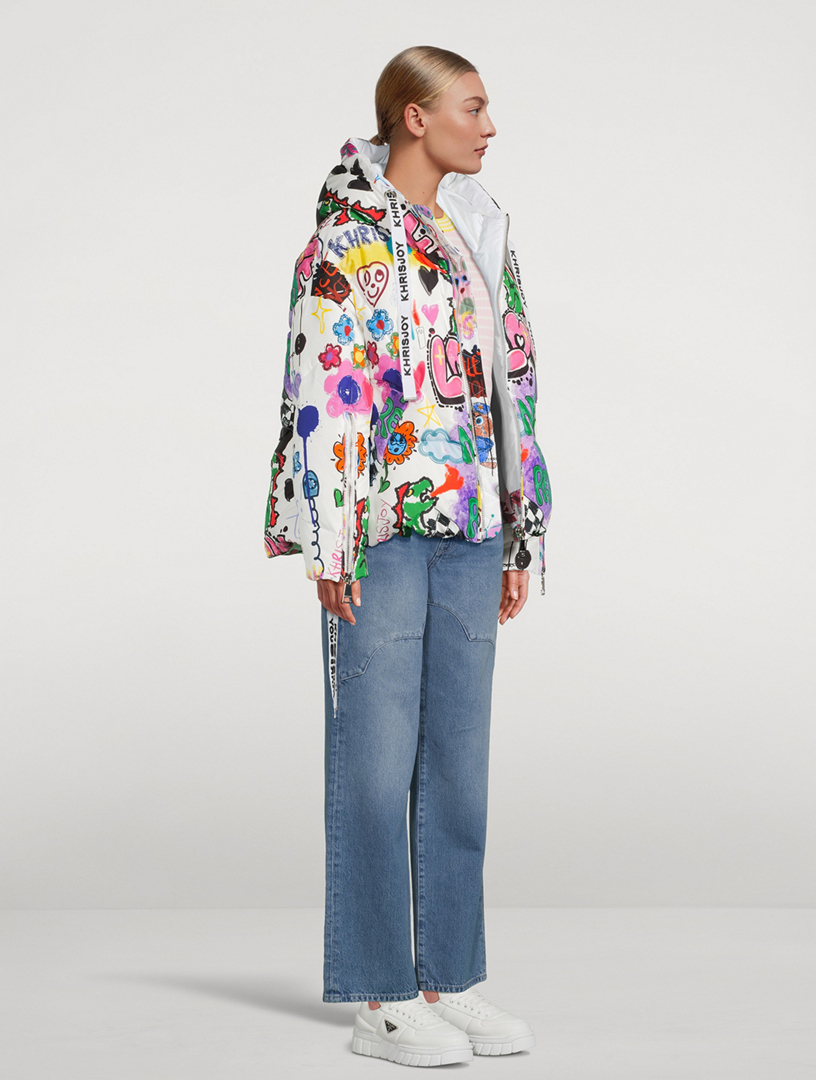 Puff Khris Down Jacket In Graffiti Love Print