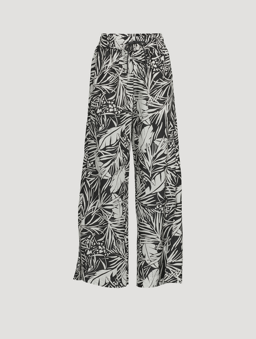 FRAME Drawstring Lounge Pants In Palm Print