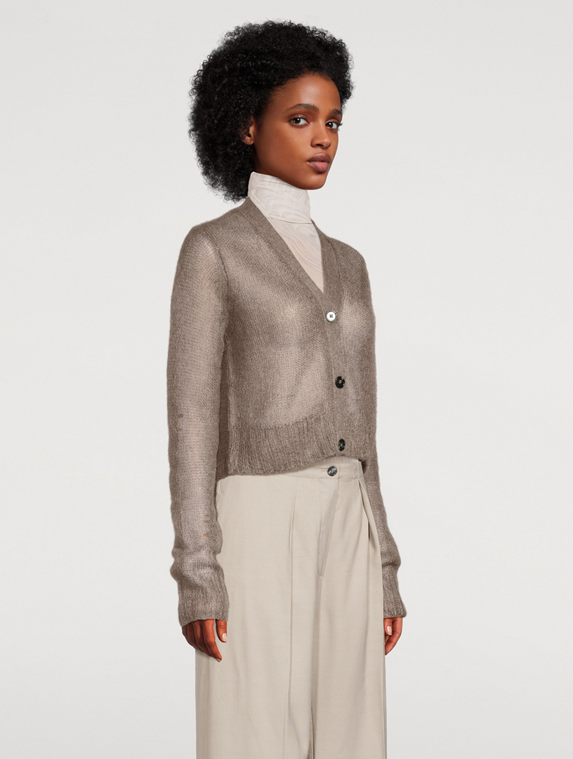 Mohair-Blend Cropped Cardigan