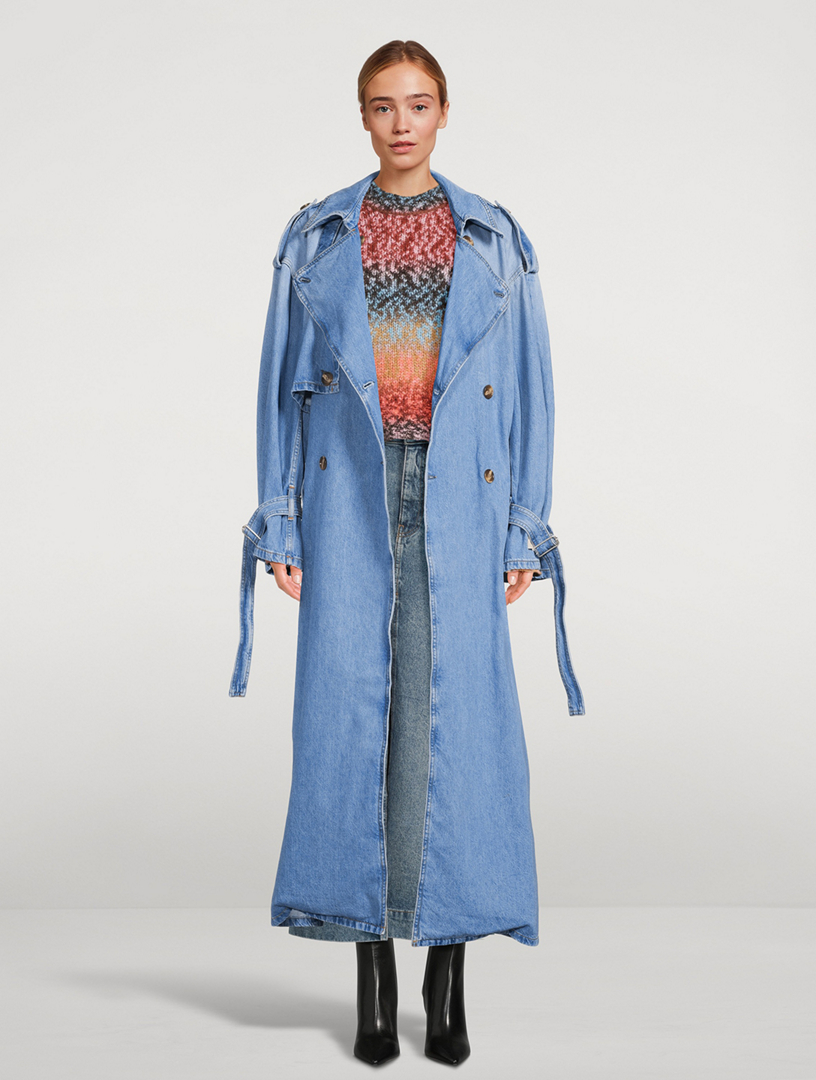 ACNE STUDIOS Double-Breasted Denim Trench Coat | Holt Renfrew