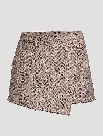 Herringbone Wrap Mini Skirt