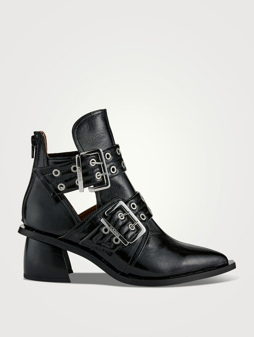 【GANNI】サイドゴア Ankle boots Black Faux leather ankle boots in black - Ganni | Mytheresa