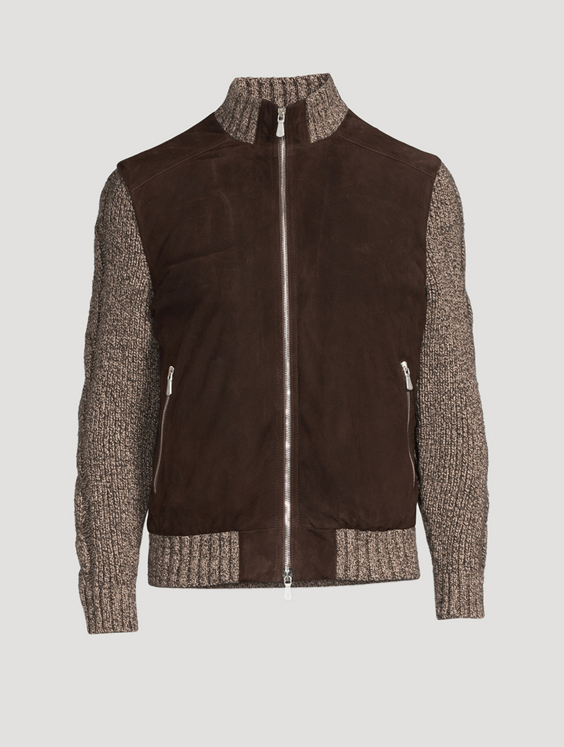 ELEVENTY Suede And Wool-Blend Zip Jacket | Holt Renfrew