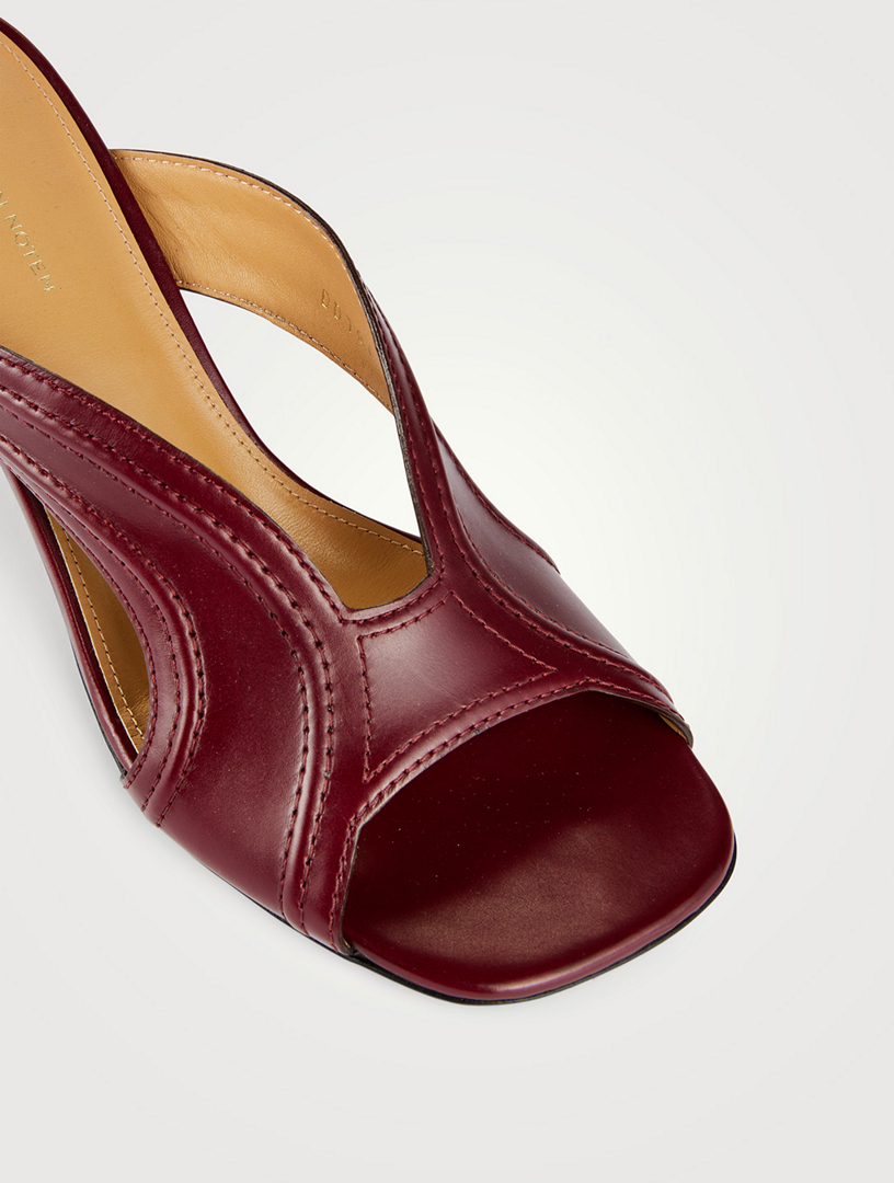 Curved-Heel Leather Mules