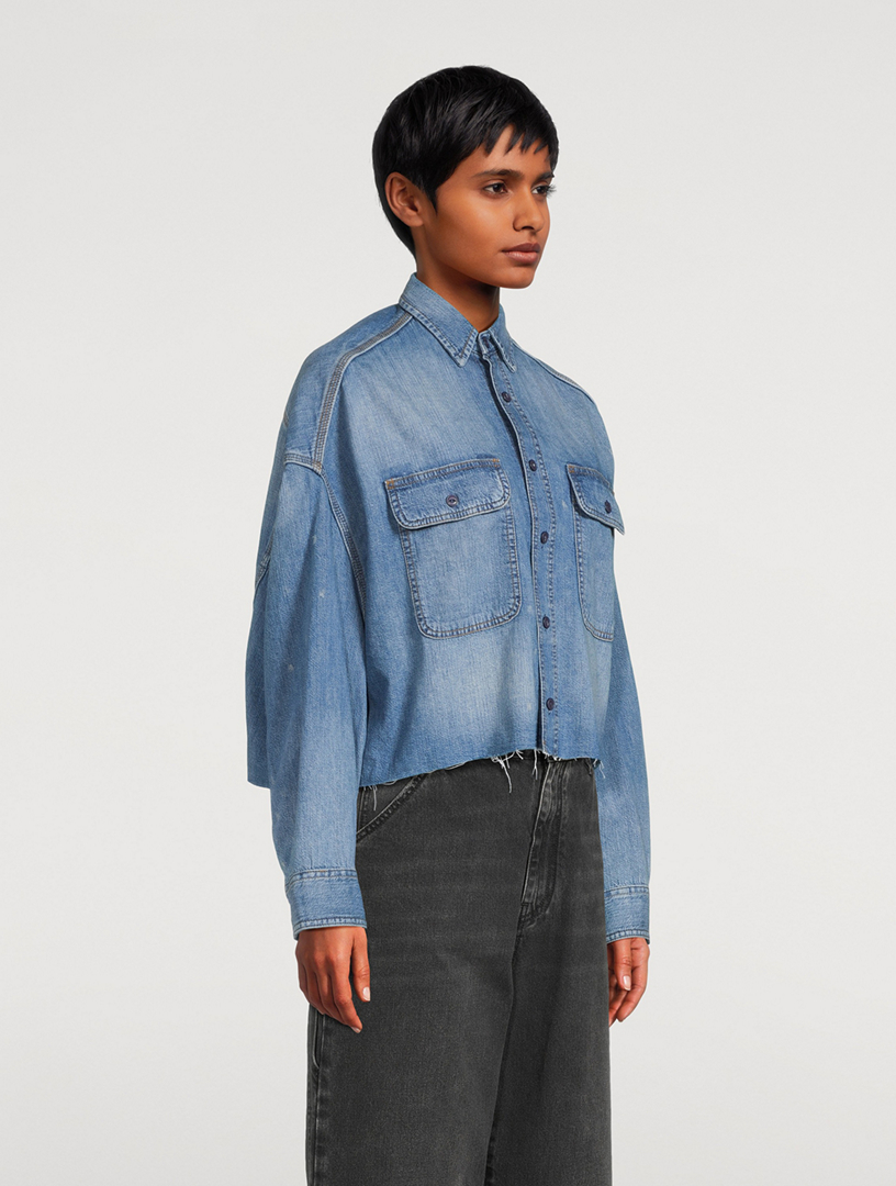 R13 Cropped Denim Shirt Holt Renfrew