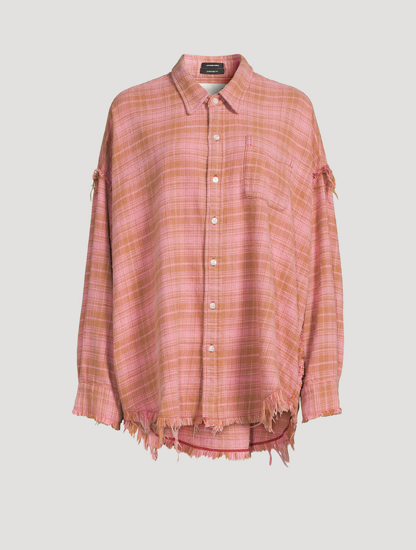 R13 Oversized Shredded Flannel Shirt Holt Renfrew