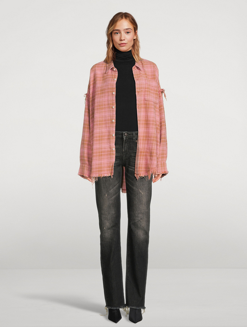Oversized Shredded Flannel Shirt
