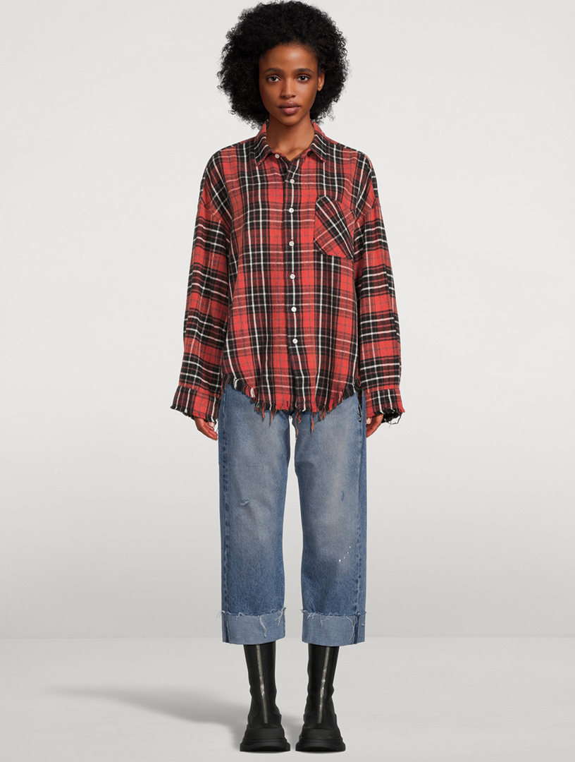 R13 Boxy Work Shirt In Plaid Print Holt Renfrew