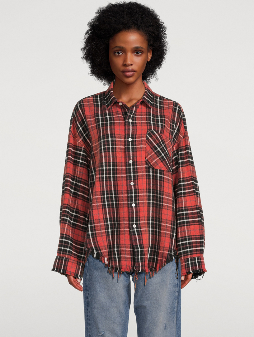 R13 Boxy Work Shirt In Plaid Print Holt Renfrew