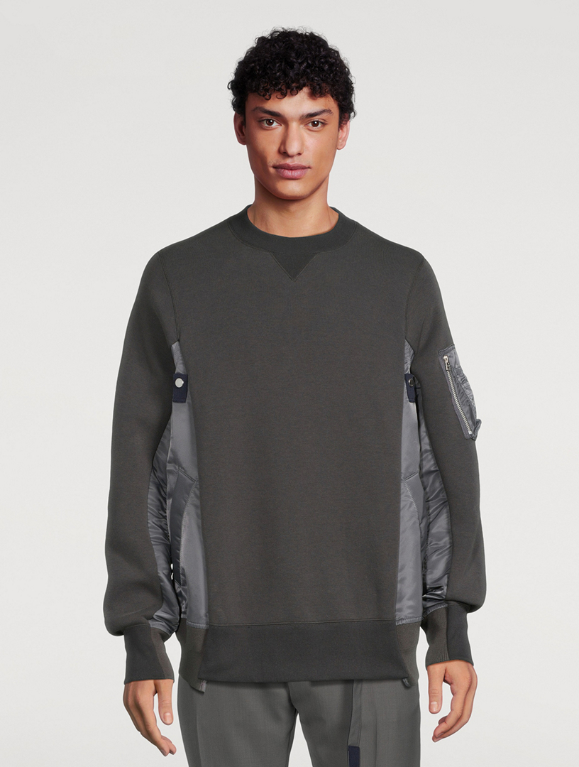 SACAI Sponge Sweat x Nylon Twill Sweatshirt | Holt Renfrew