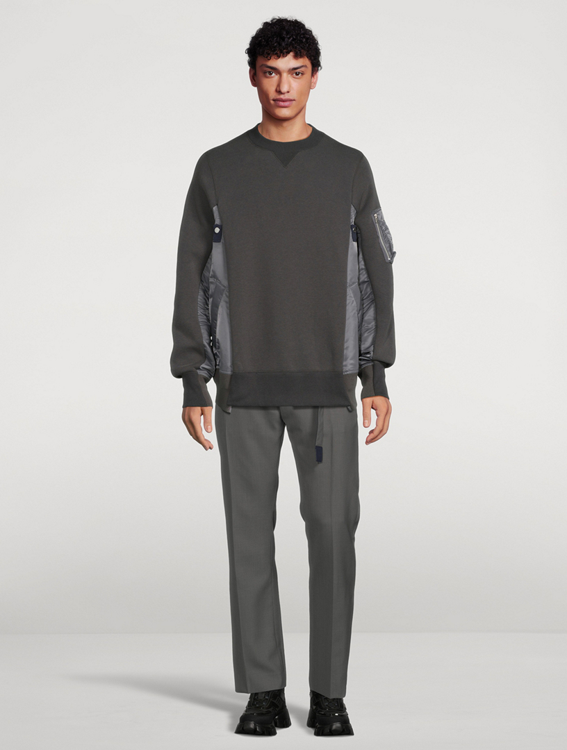 SACAI Sponge Sweat x Nylon Twill Sweatshirt | Holt Renfrew