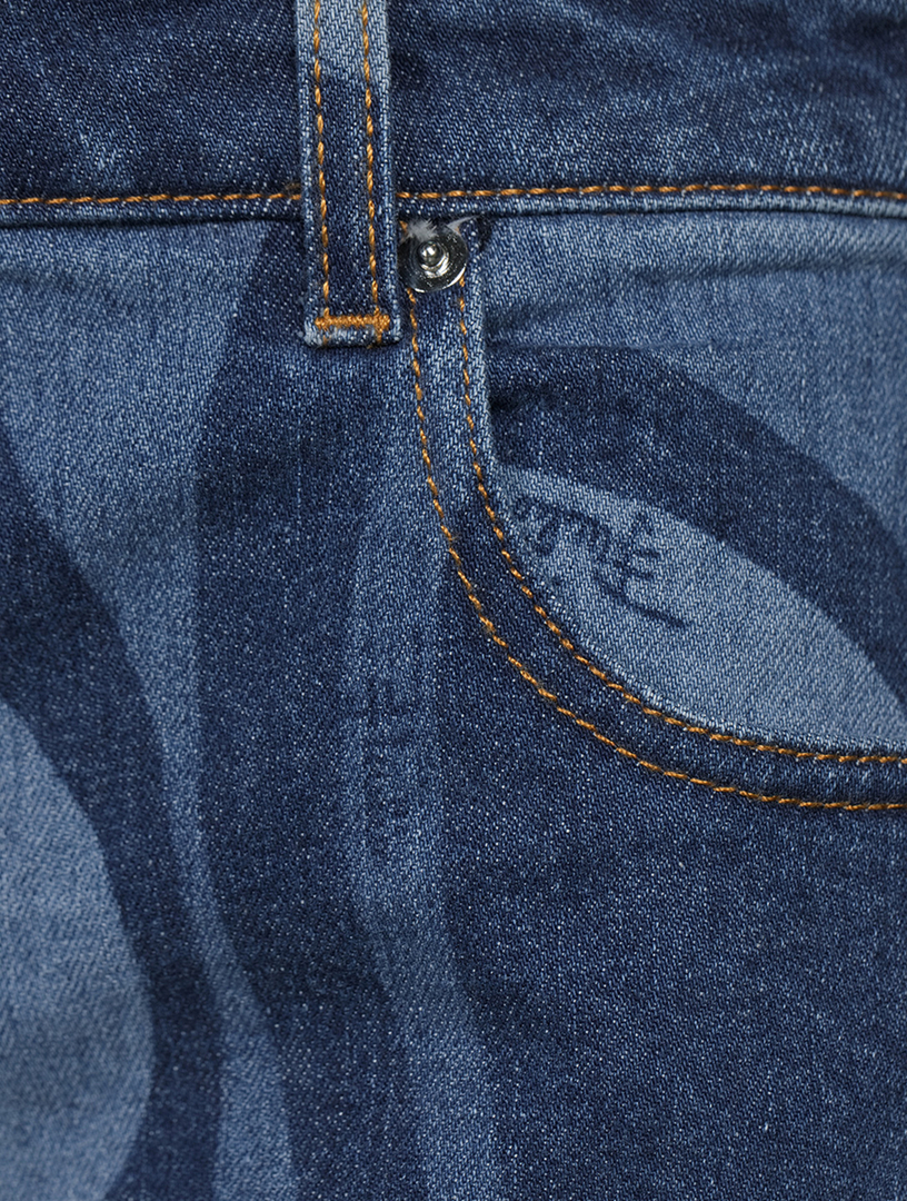 Cut-Off Denim Shorts Marmo Print