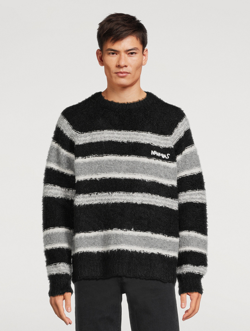 Nahmias logo-embroidered striped jumper - Purple