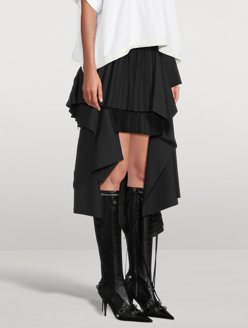 SACAI Wool-Blend Pleated Midi Skirt | Holt Renfrew