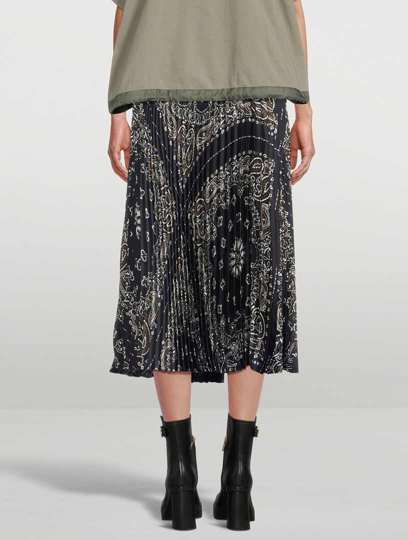 SACAI Pleated Midi Skirt In Bandana Print | Holt Renfrew