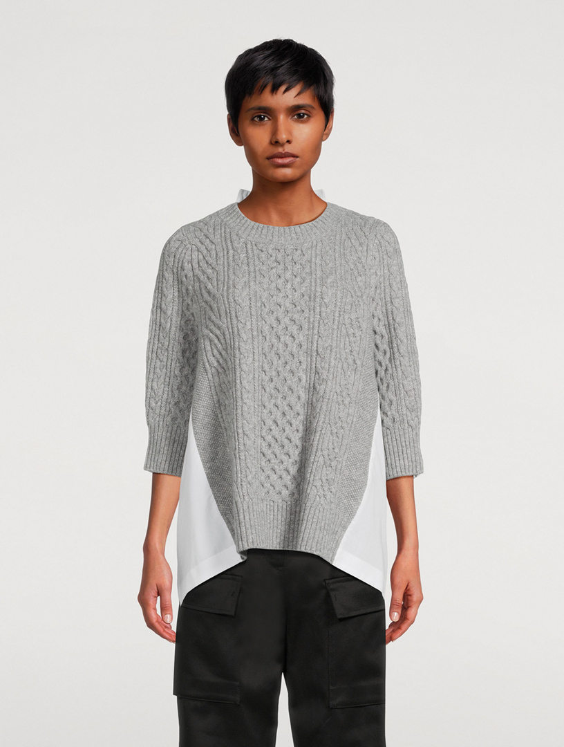 Cable-Knit x Shirting Sweater