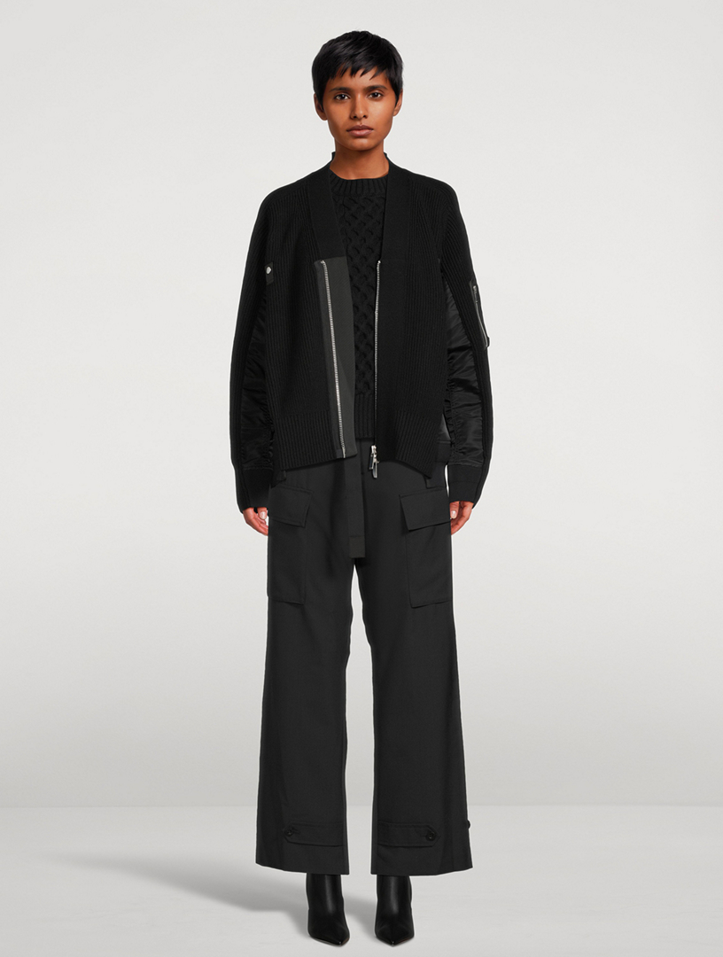 SACAI Nylon Twill x Wool Cardigan | Holt Renfrew