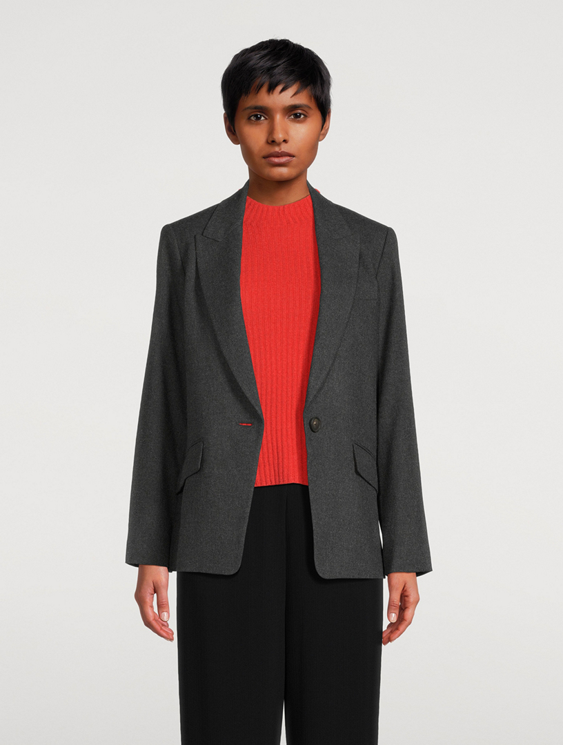 Wool-Blend Single-Breasted Blazer