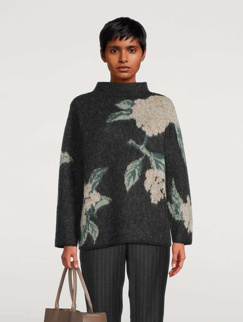 VINCE Brushed Floral Mockneck Sweater | Holt Renfrew