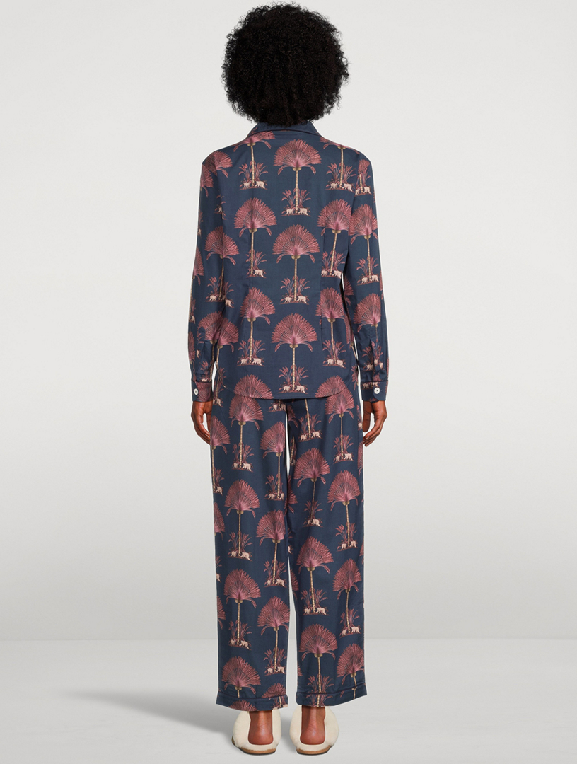 Long Cotton Pajama Set Ravenala Print