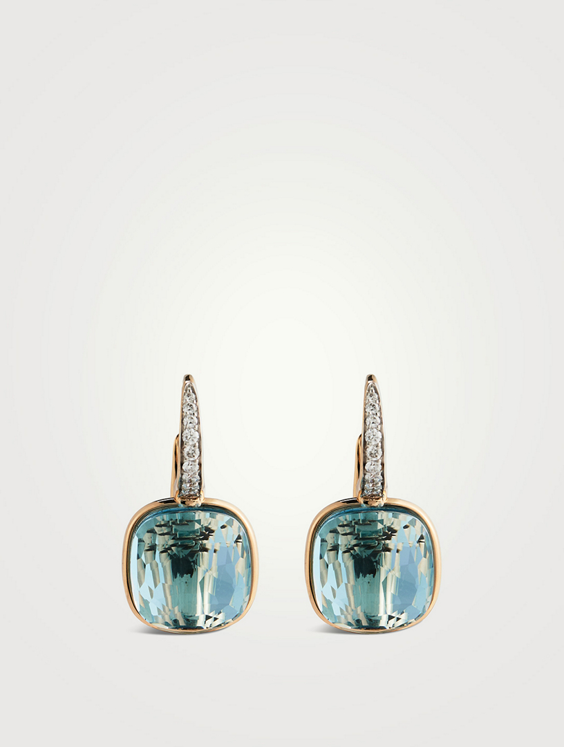 Nudo 18K Rose Gold Sky Blue Topaz Earrings With Diamonds