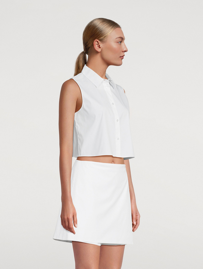 THEORY Sleeveless Cropped Shirt  White
