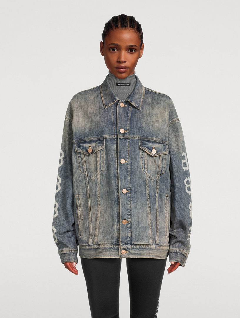 Oversized Denim Jacket In Crypto Print