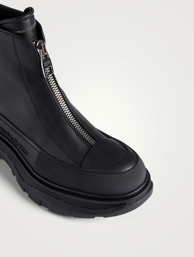 ALEXANDER MCQUEEN Tread Slick Zip Leather Boots | Holt Renfrew