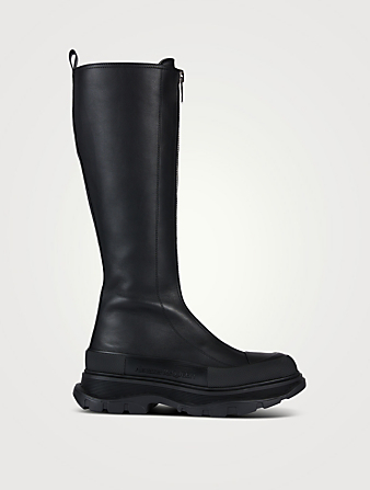Tread Slick Zip Leather Knee-High Boots