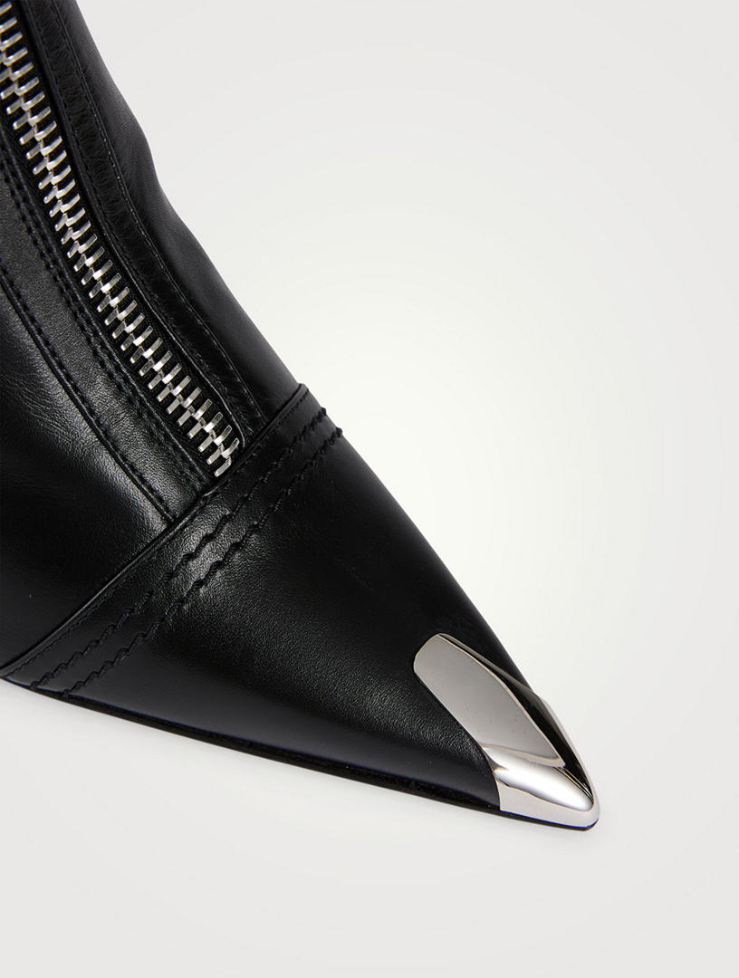 MCQUEEN Slash Biker Leather Ankle Boots | Holt Renfrew