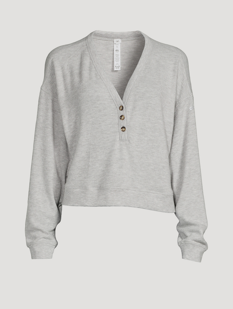 ALO Yoga, Tops, Alo Yoga Henley Cropped Sweatshirt