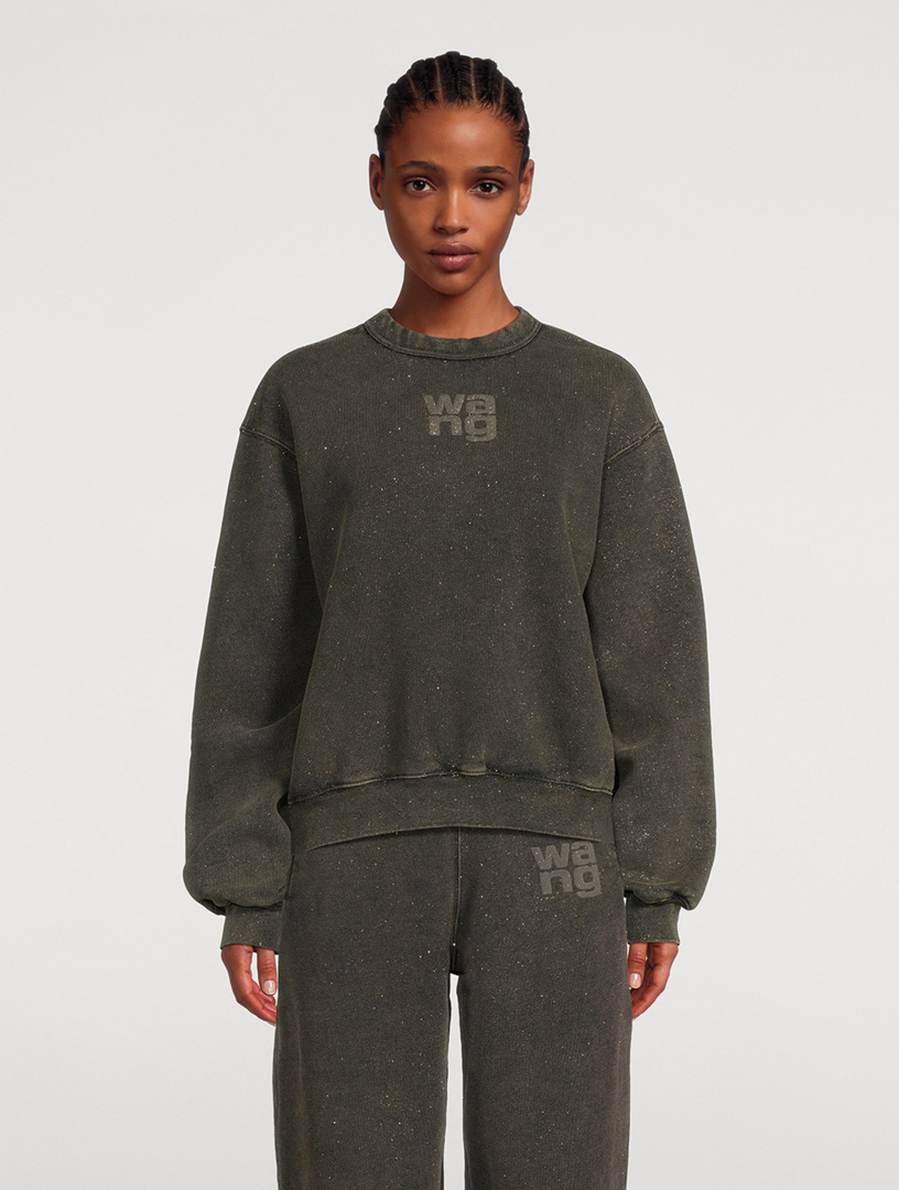 Alexander Wang Glitter Essential Terry Sweatpants with Puff Logo
