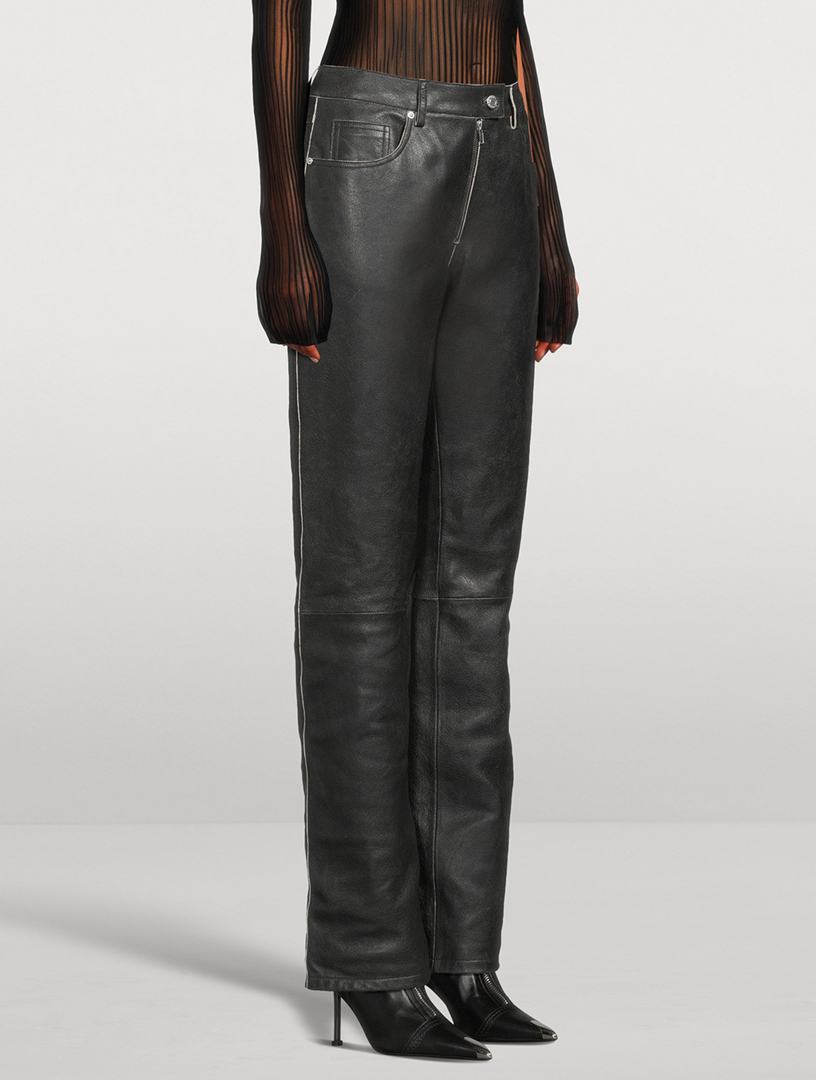 Straight-Leg Leather Trousers