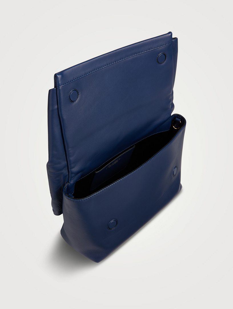LARGE TWISTER - LEATHER TOP HANDLE BAG in blue