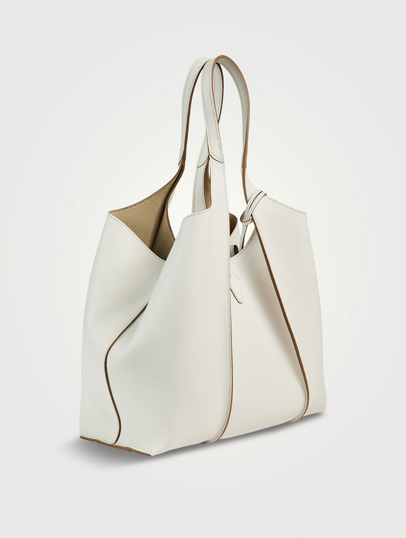 トートバッグ TODS T TIMELESS MEDIUM SHOPPING BAG IN GRAINY LEATHER Woman BLACK T Timeless Shopping Bag in Leather Medium