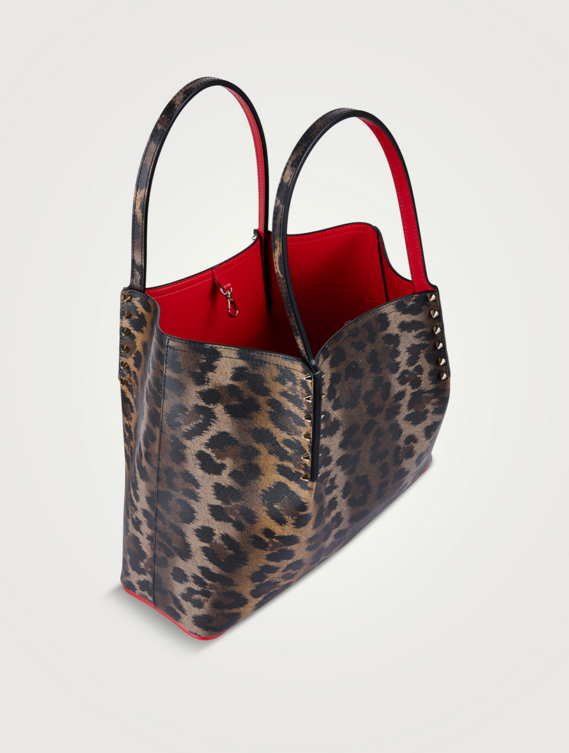 Small Cabarock Leather Tote Bag In Leopard Print