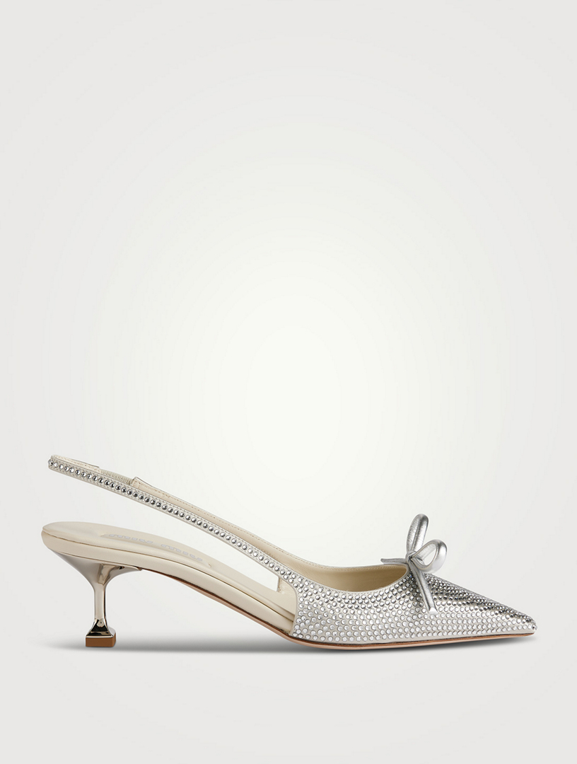 MIU MIU Embellished Satin Slingback Pumps | Holt Renfrew