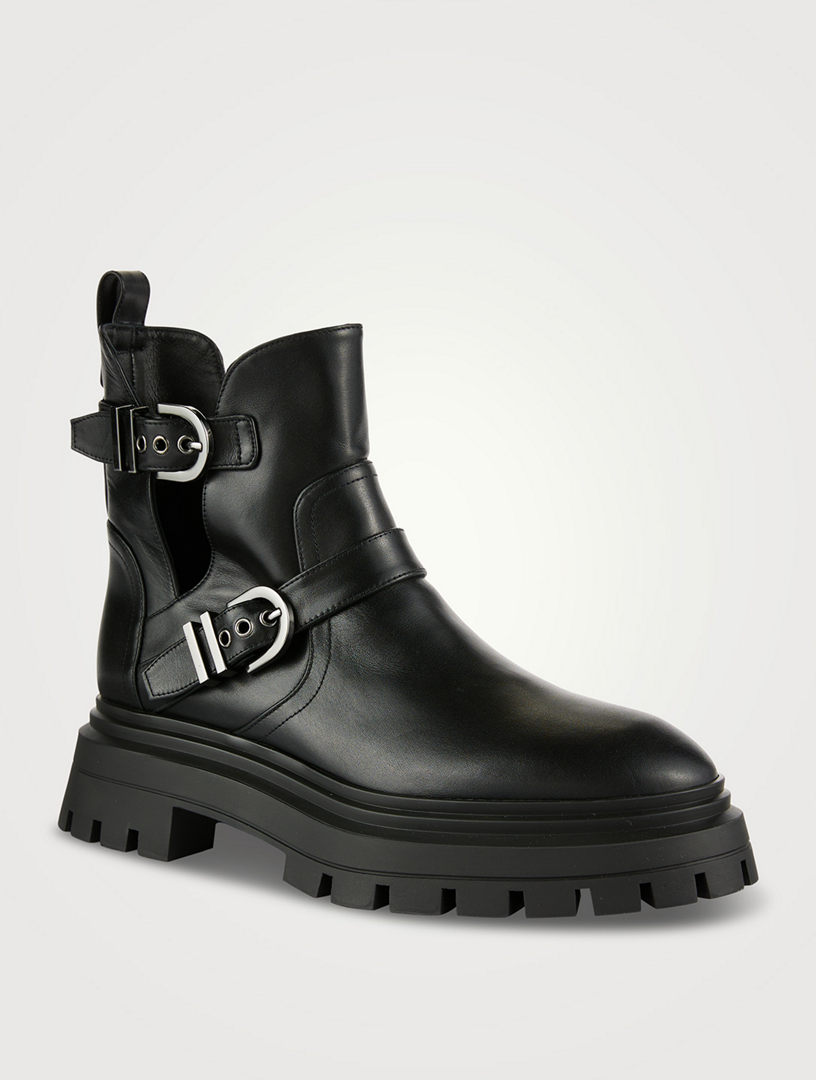 Maverick Cut-Out Leather Combat Boots