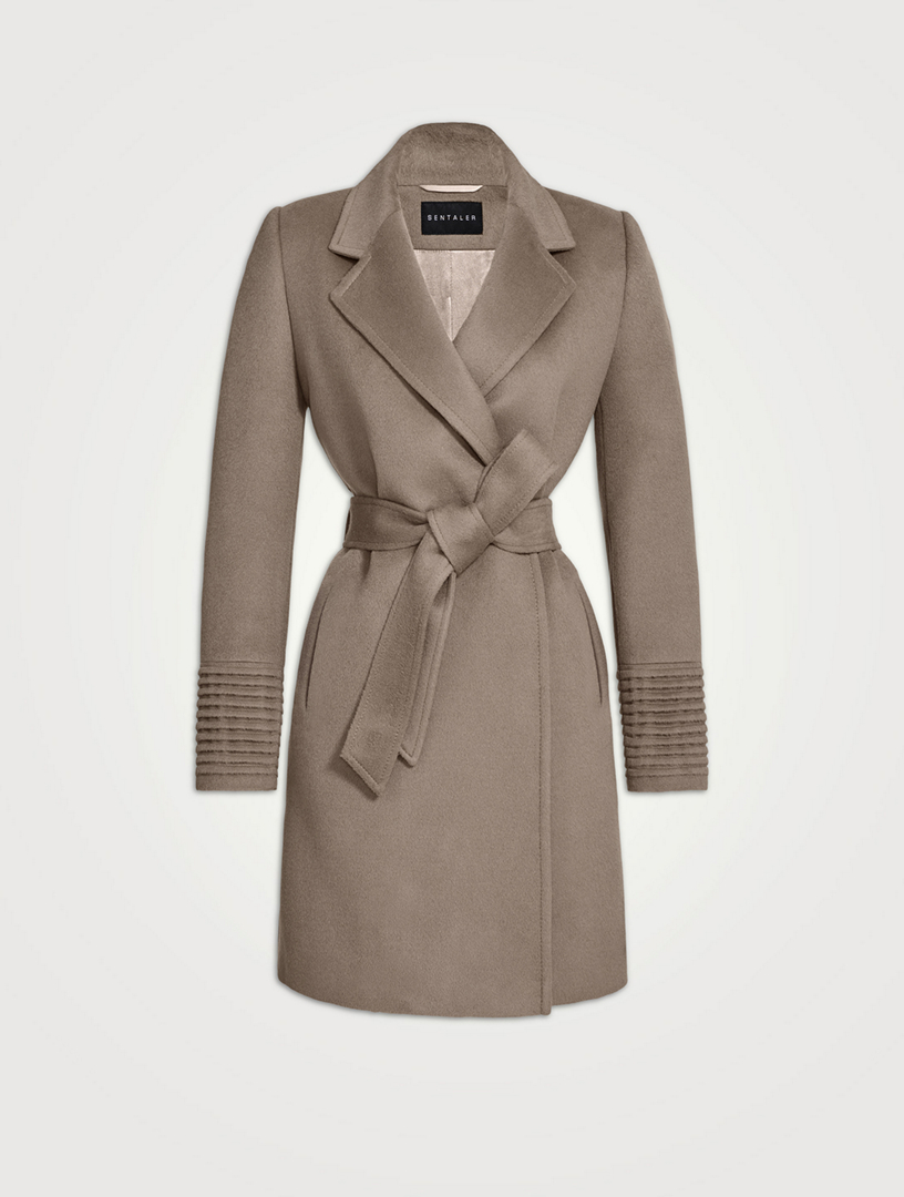 Wool wrap coat with clearance hood