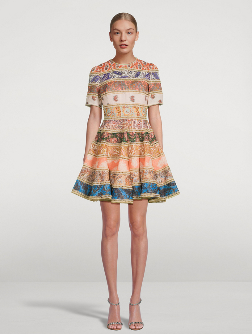 ZIMMERMANN Matchmaker belted paisley-print linen and silk-blend mini dress
