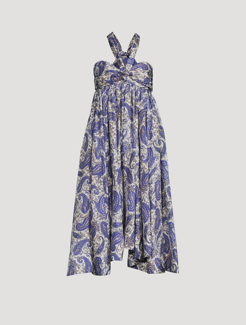 ZIMMERMANN Devi Silk Halter Midi Dress | Holt Renfrew