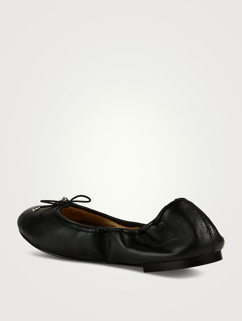 LEATHER BALLET FLATS - Black