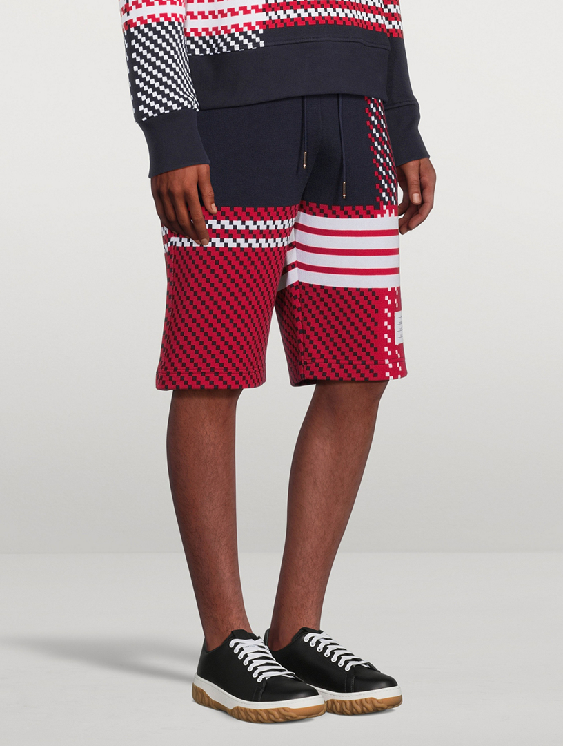 Tartan Check Cotton Jacquard Sweat Shorts