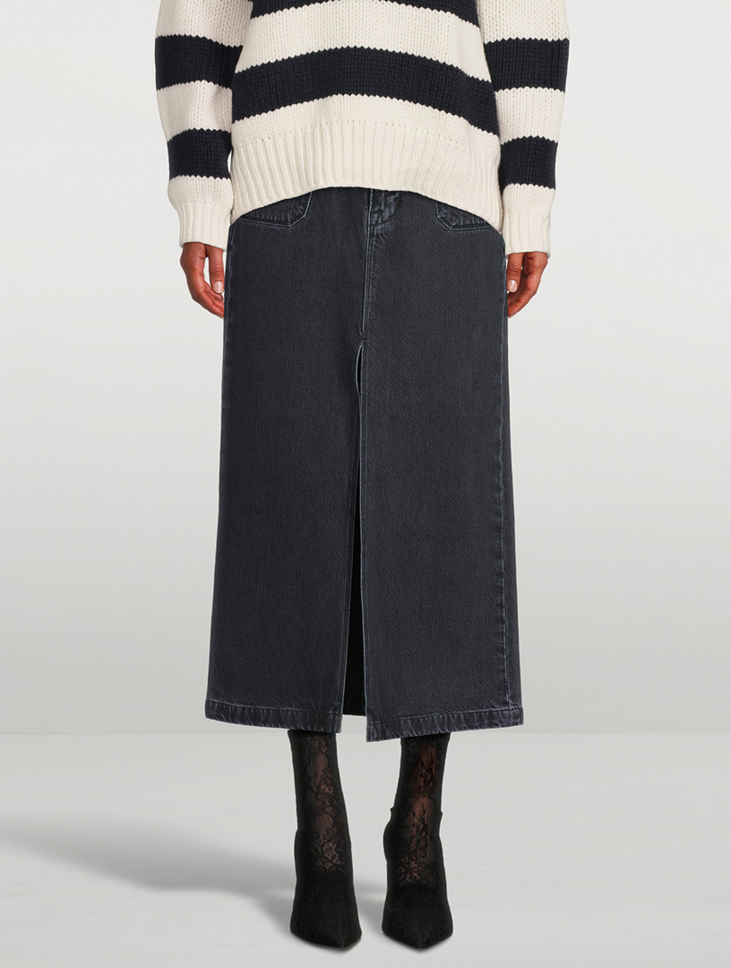 FRAME Le Bardot Denim Maxi Skirt Holt Renfrew