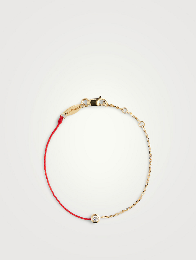 14k Gold & Diamond Red String Bracelet – Sabrina Design