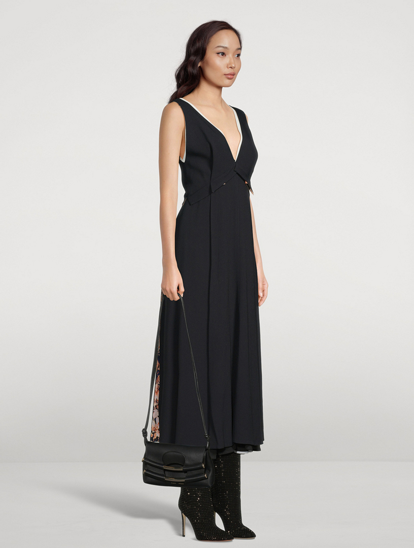 Convertible Crepe Midi Dress